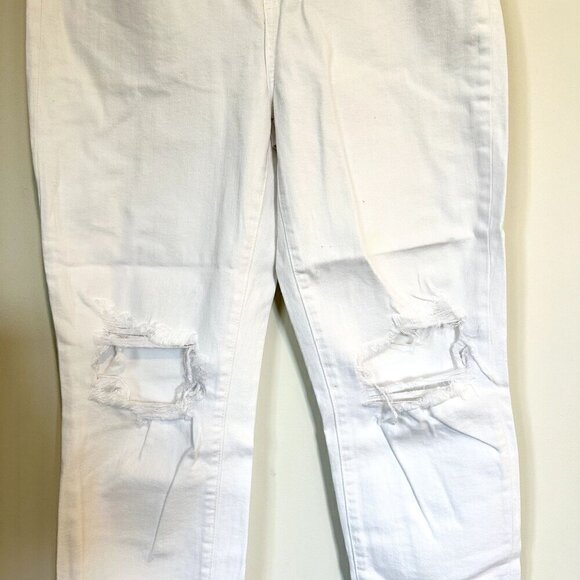 NWT L'AGENCE Audrina High Rise Straight Jean in Blanc Worn Destruct - Size 32 - Picture 8 of 9